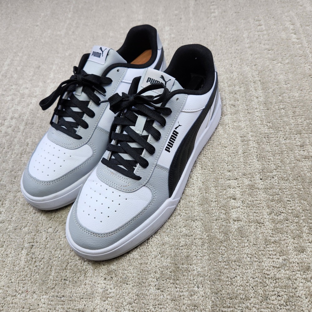 Puma Caven 2.0 Mens White Grey Black Low Top Sneakers 395193-04 Size 12